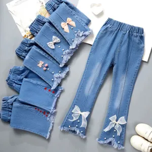 Kids Baby Girls Cowboy Pants Spring Autumn Baby Girls Jeans Casual Girls Jeans Children Clothing Kids Bell-bottoms Jeans