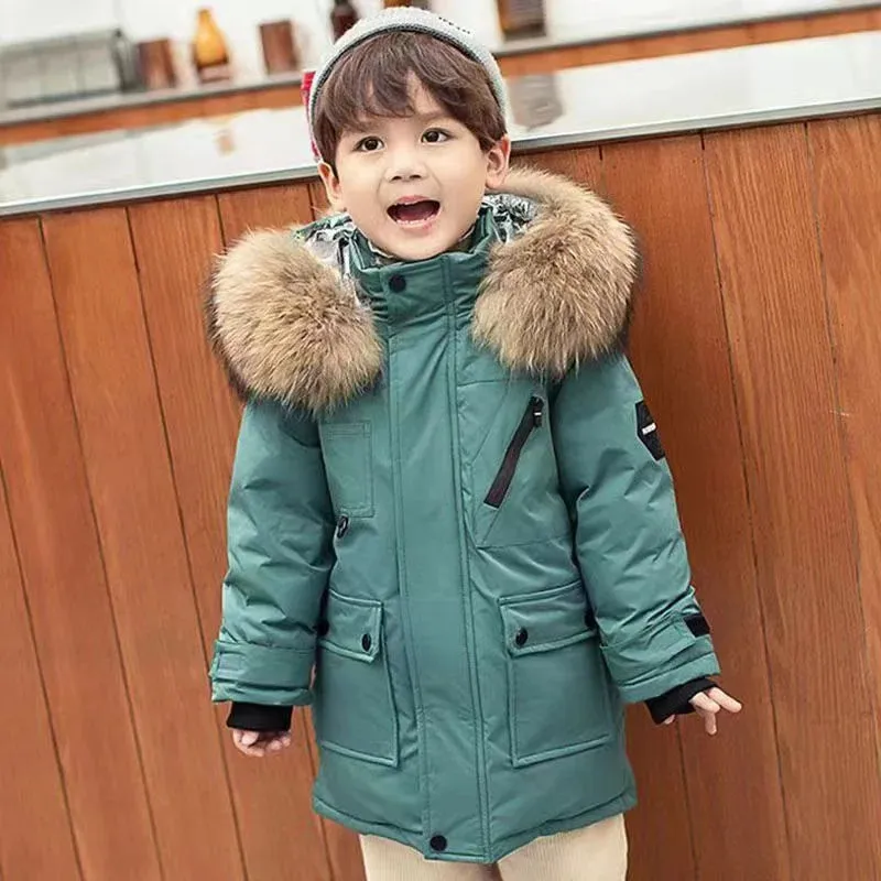 Kids Jackets Padded Cotton Clothes Coats Winter Autumn Boys Girls Thick Plus Velvet Warm Parka Hooded Outerwear Snowsuit 5-12Y