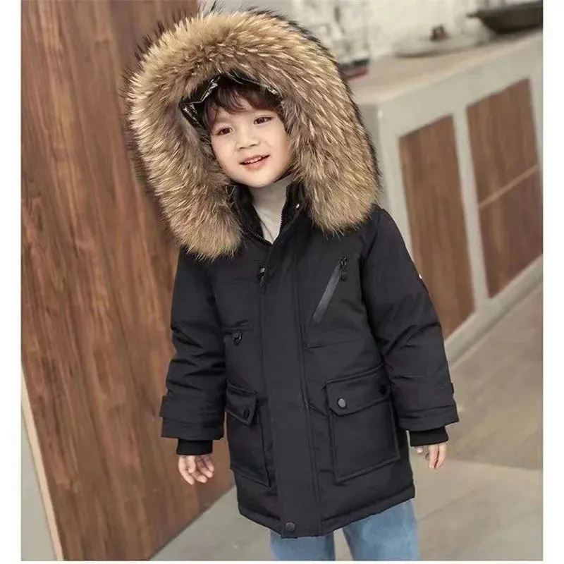 Kids Jackets Padded Cotton Clothes Coats Winter Autumn Boys Girls Thick Plus Velvet Warm Parka Hooded Outerwear Snowsuit 5-12Y