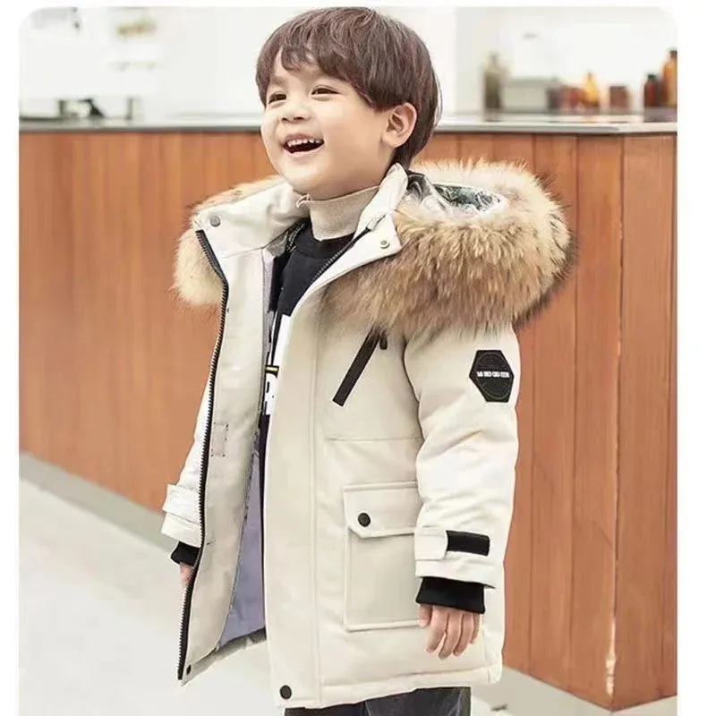 Kids Jackets Padded Cotton Clothes Coats Winter Autumn Boys Girls Thick Plus Velvet Warm Parka Hooded Outerwear Snowsuit 5-12Y