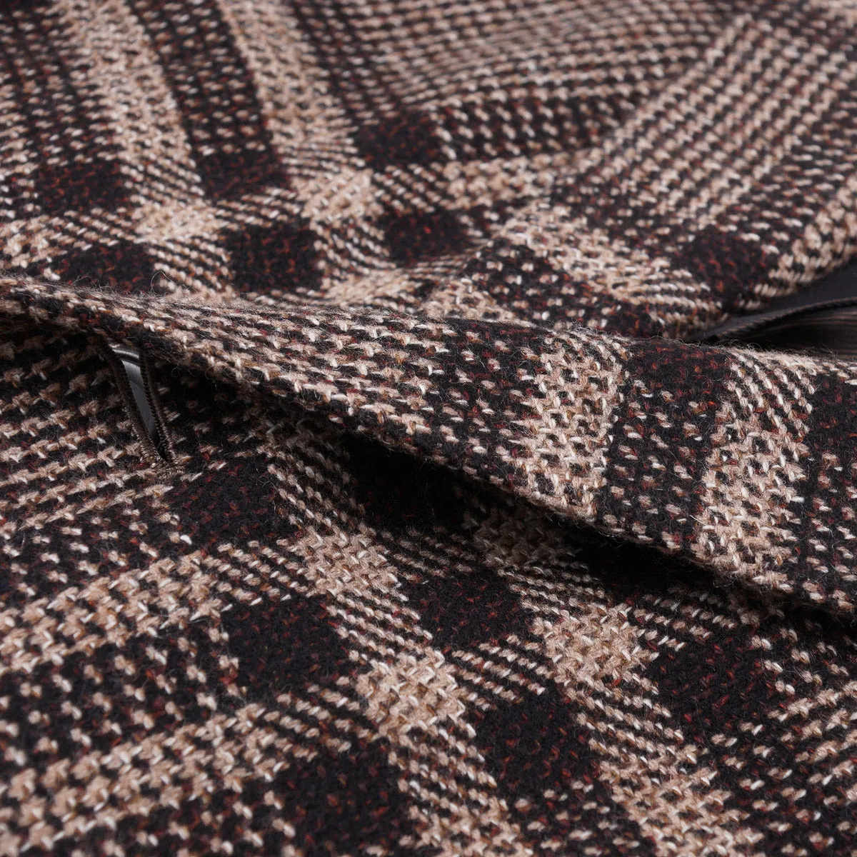 Kiton Layered Plaid Cashmere Overcoat