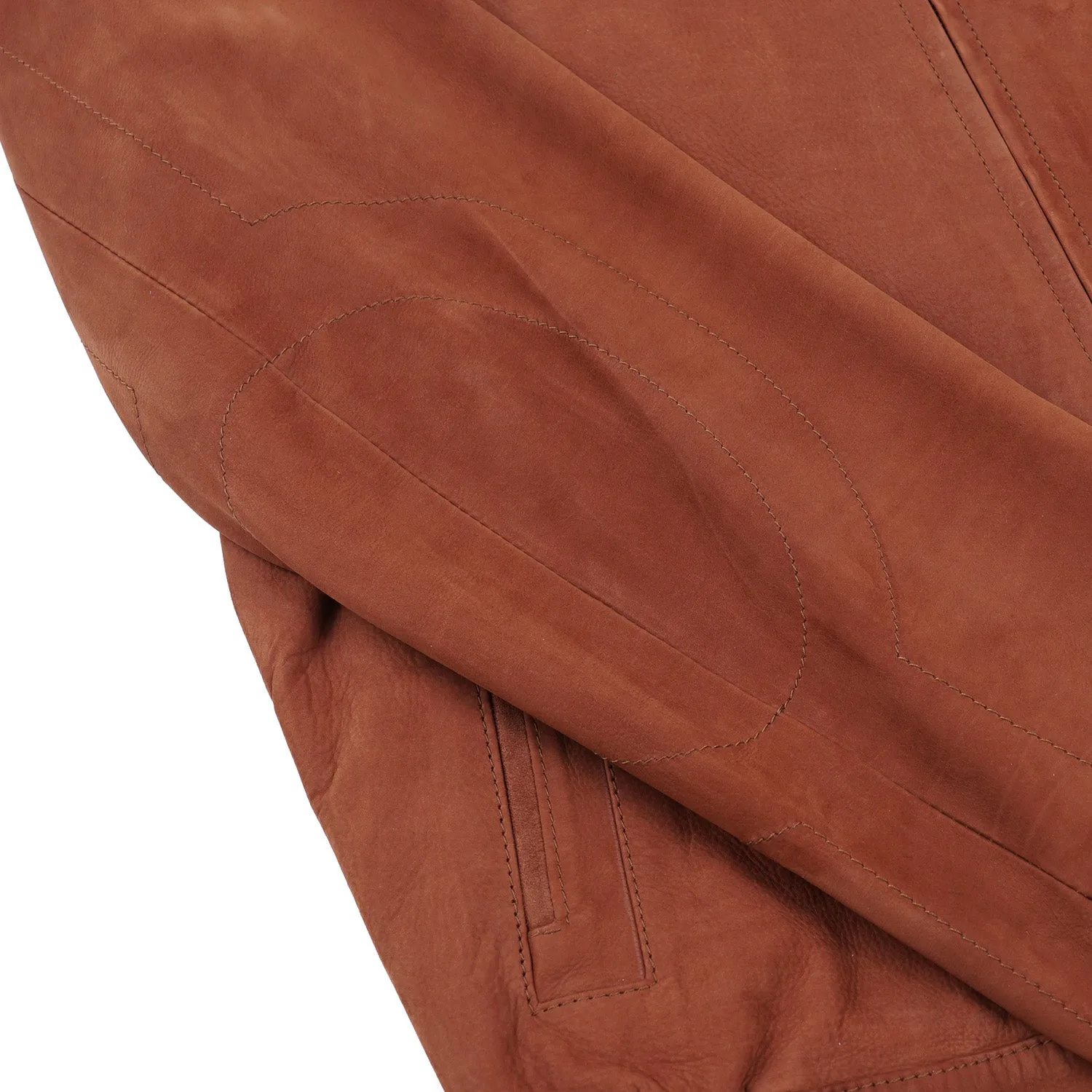 Kiton Soft Calfskin Leather Bomber Jacket