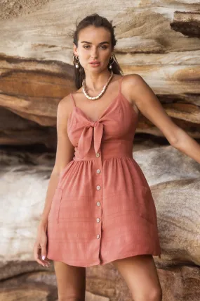 Knotted Button-Front Dress