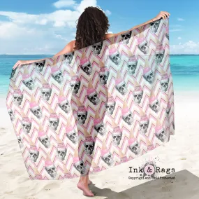 Large Sheer Ice Cream Skull Scarf, Sarong, Shawl