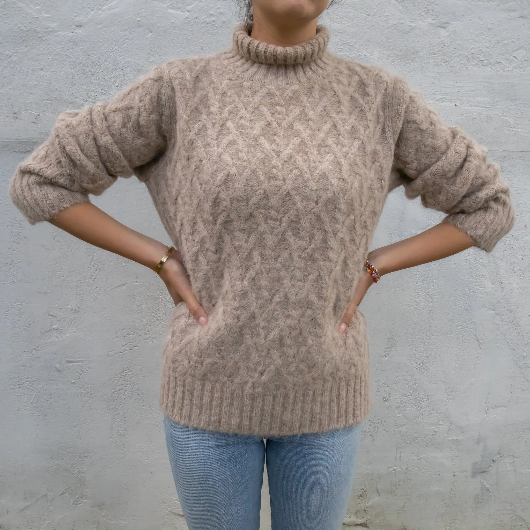 Lattice Cable Alpaca Sweater