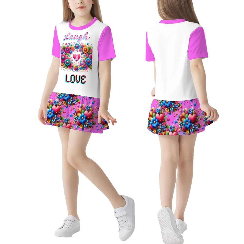 Laugh Love Girl's Short Sleeve Round Neck Dress