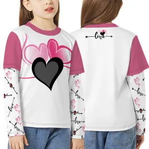 Love in Motion Long-sleeve Splicing T-Shirt for Girls