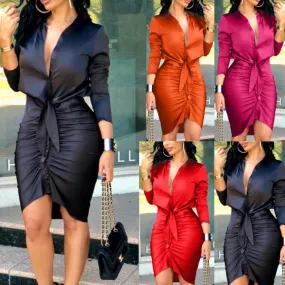 LovelyRLovely Women's Lace-up Long Sleeve Midi Dress