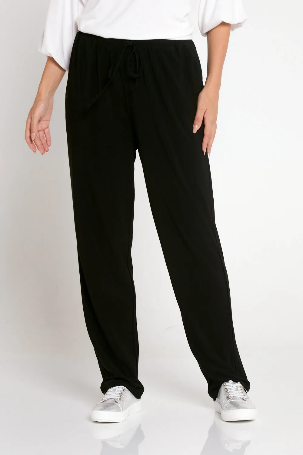 Luxe Drawstring Jersey Pants - Black