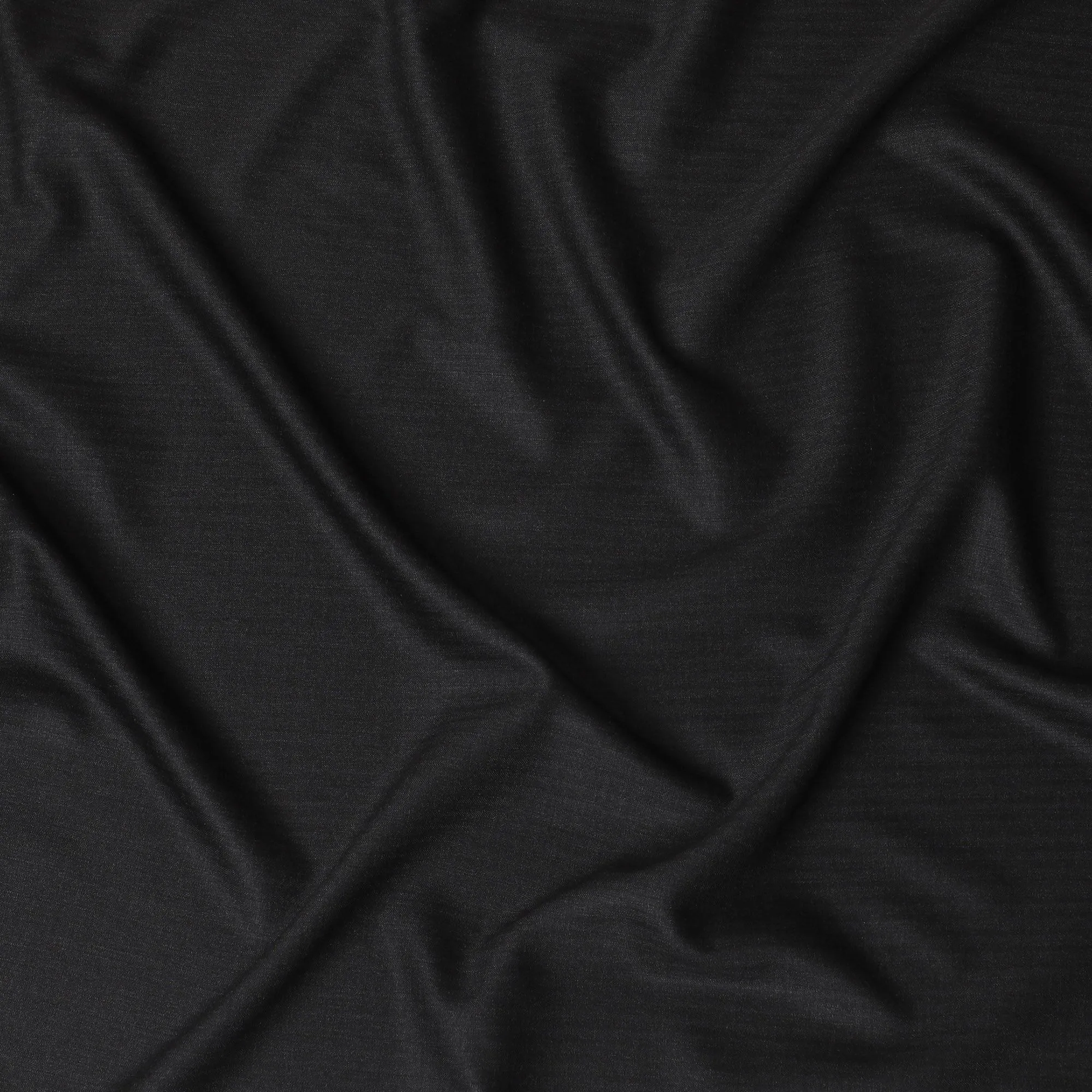 Luxury Jet Black Super 150's Wool Fabric - Masterful British Weave, 150cm Wide - D18260