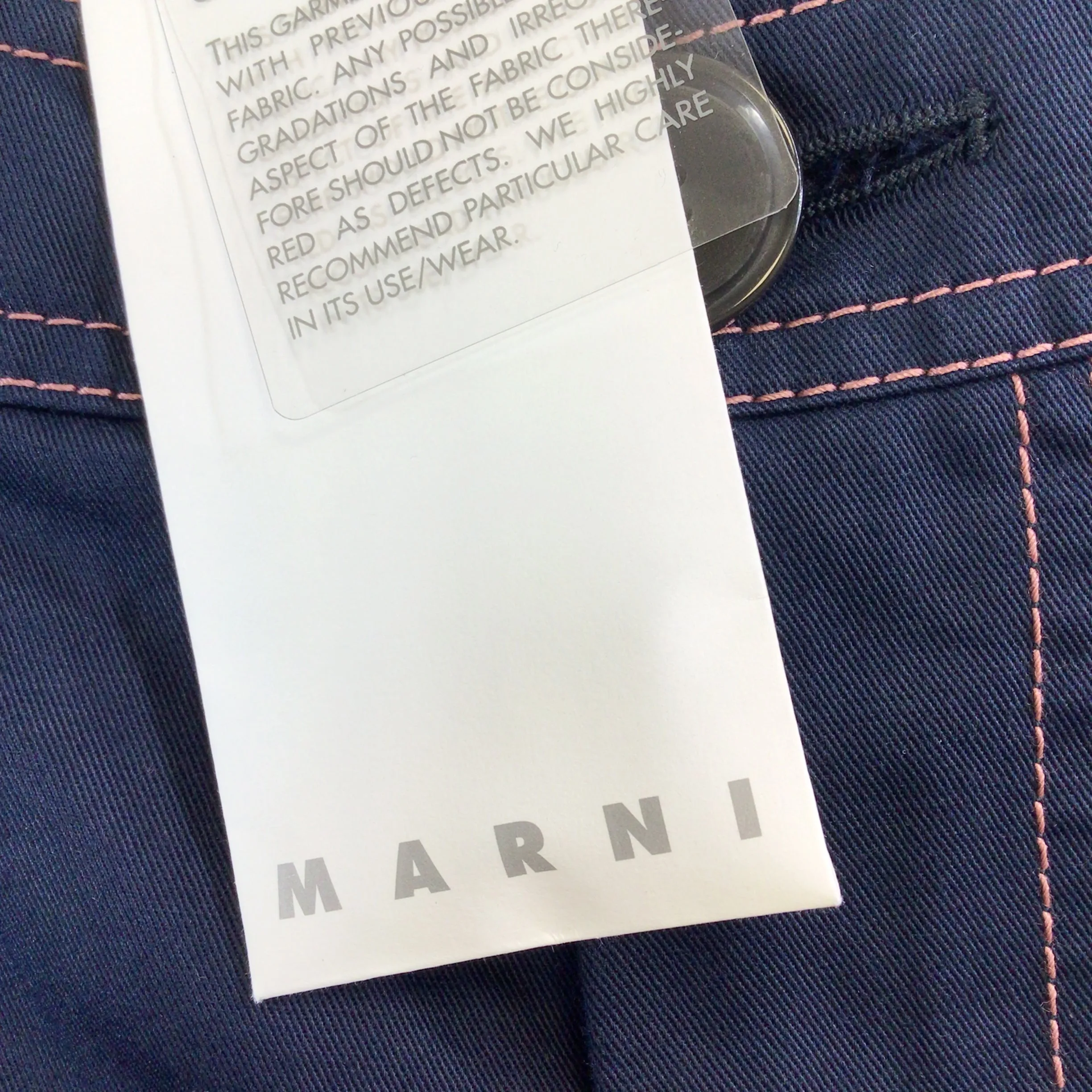 Marni Navy Blue Cotton Linen Trousers in Ultramarine