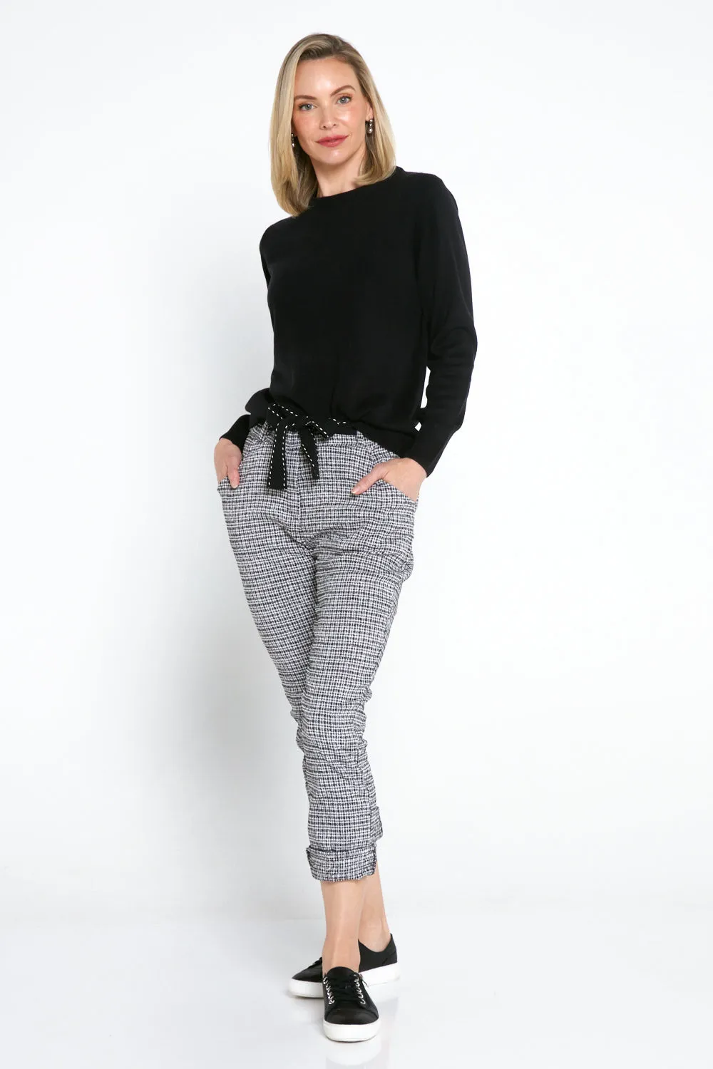 Megan Pants - Black/White Check