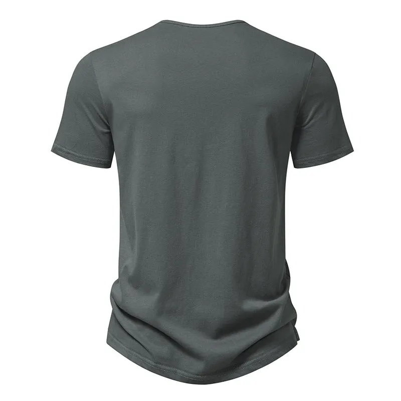 Men Crewneck V-Neck Short Sleeves T-Shirt