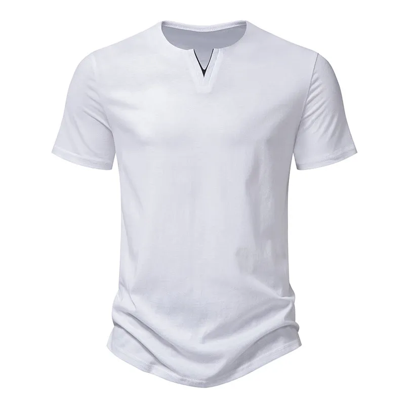 Men Crewneck V-Neck Short Sleeves T-Shirt