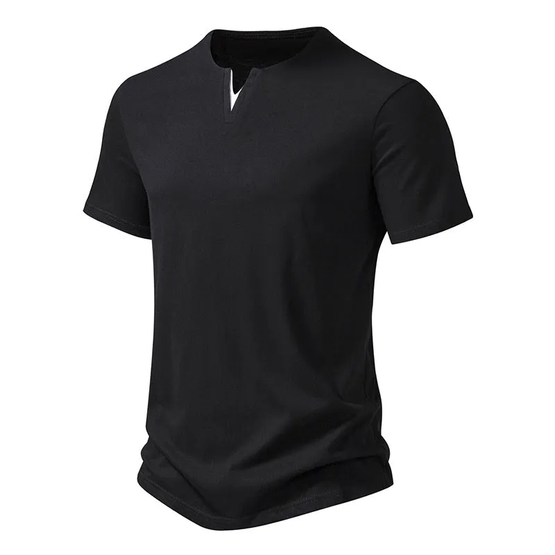 Men Crewneck V-Neck Short Sleeves T-Shirt