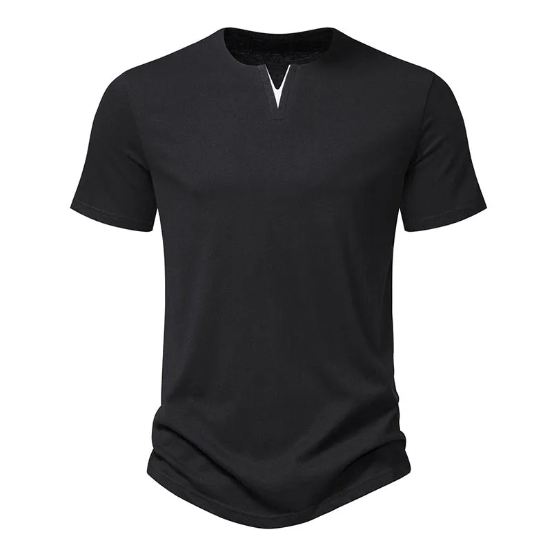 Men Crewneck V-Neck Short Sleeves T-Shirt