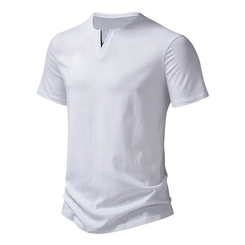 Men Crewneck V-Neck Short Sleeves T-Shirt