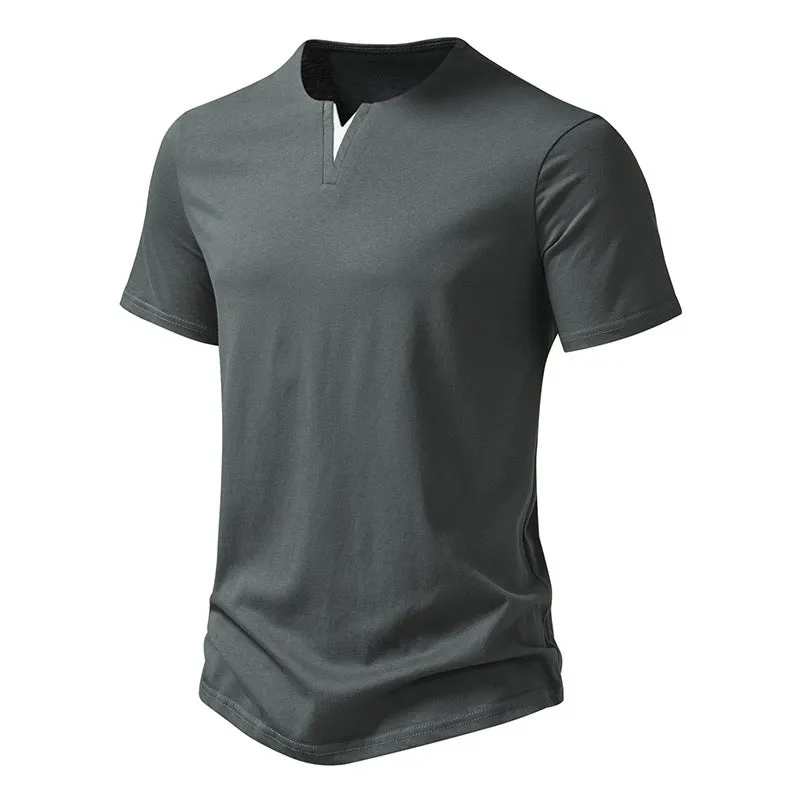 Men Crewneck V-Neck Short Sleeves T-Shirt