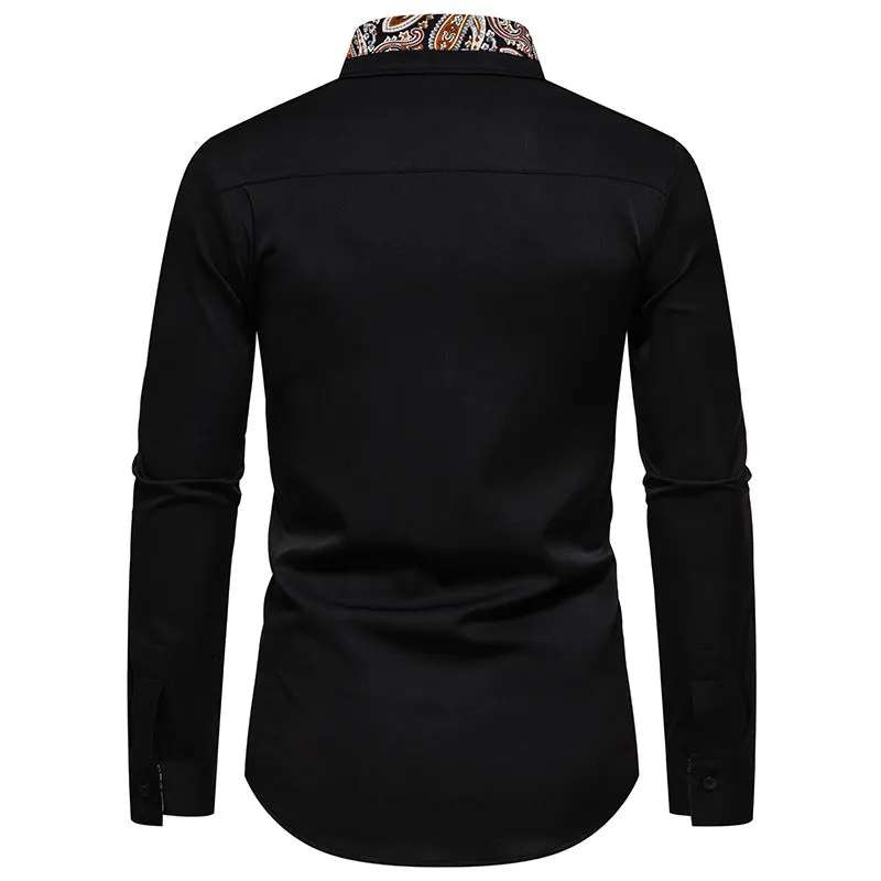 Men Turnover Collar Long Sleeves Shirt