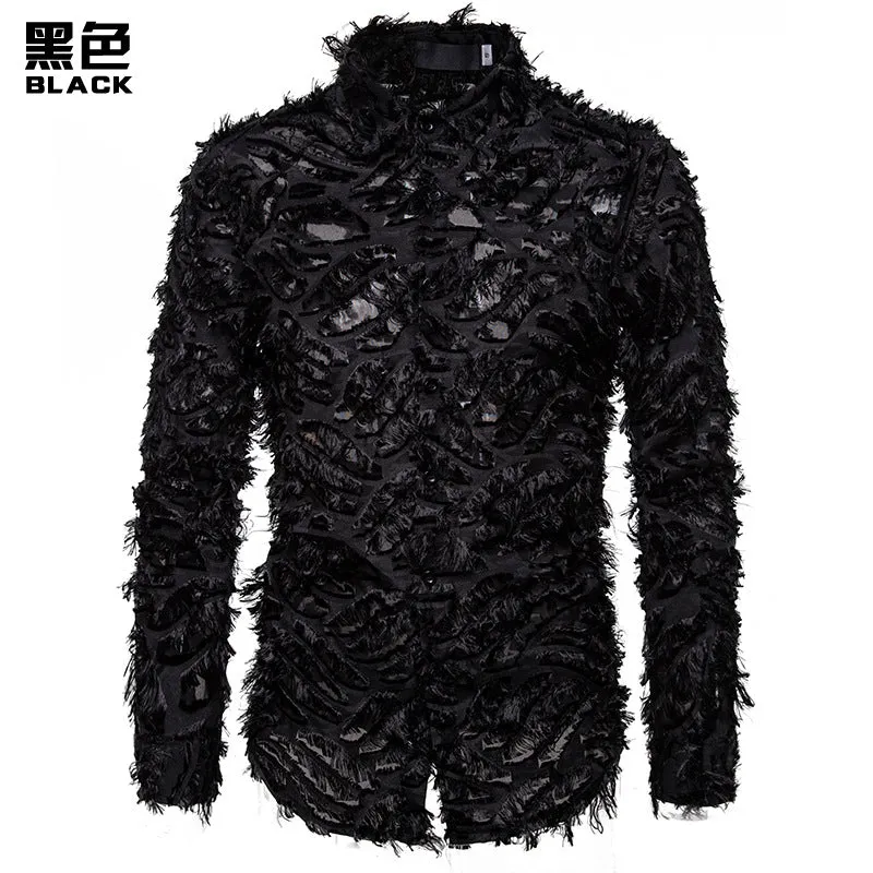 Men Turnover Collar Long Sleeves Shirt