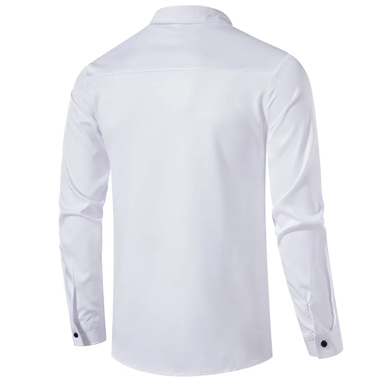 Men Turnover Collar Tied Straps Long Sleeves T-Shirt