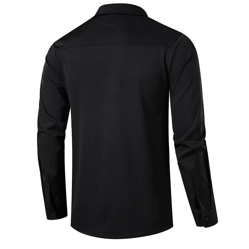 Men Turnover Collar Tied Straps Long Sleeves T-Shirt