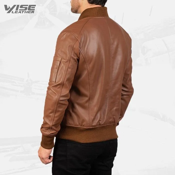 Men's Aviator Bomia MA-1 Premium Brown Leather Bomber Jacket