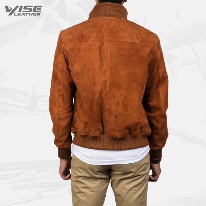 Men's Aviator Brown Suede Bomber Jacket