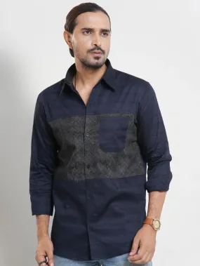 Men's Full Sleeve Casual Shirt in Dark Blue