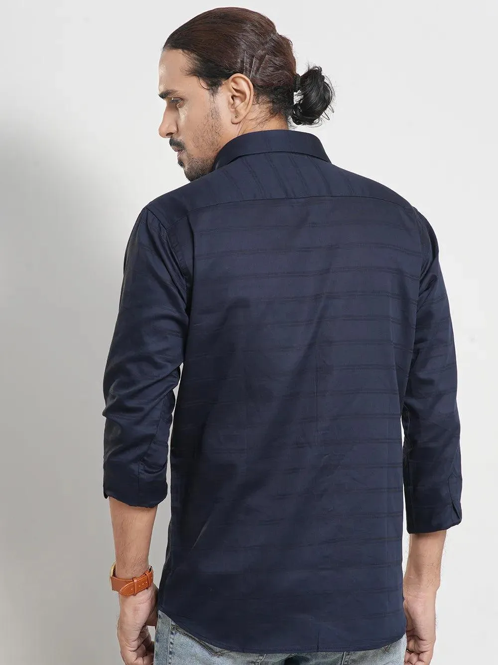 Men's Full Sleeve Casual Shirt in Dark Blue