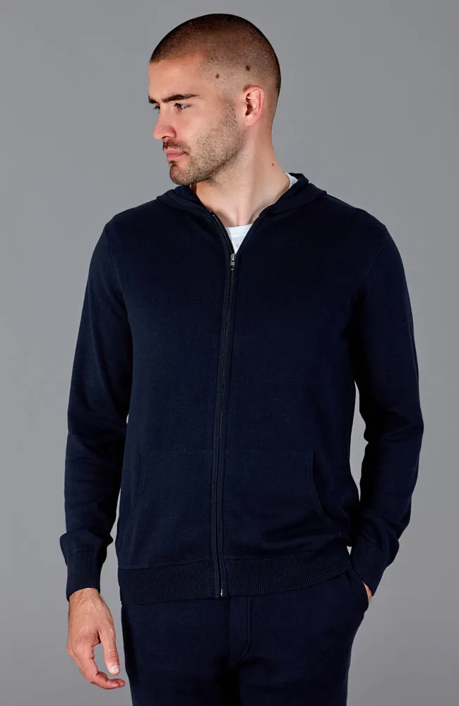 Mens Lightweight Cotton Zip Through Knitted Hoodie