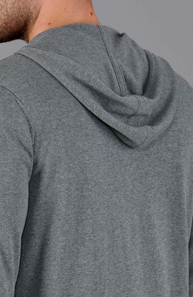 Mens Lightweight Cotton Zip Through Knitted Hoodie