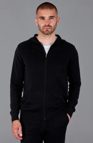 Mens Lightweight Cotton Zip Through Knitted Hoodie