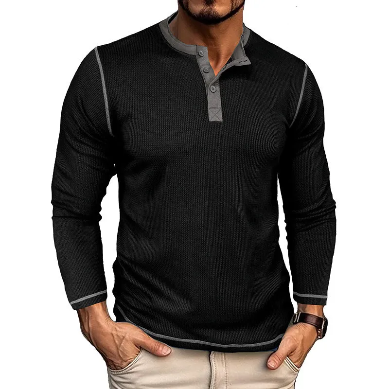 Men's Long Sleeve Henley Thermal Shirts