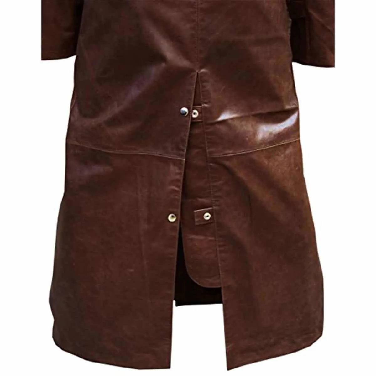 Mens Riding Coat Brown Leather Duster Hunting Steampunk Van Helsing Trench Coat - T7