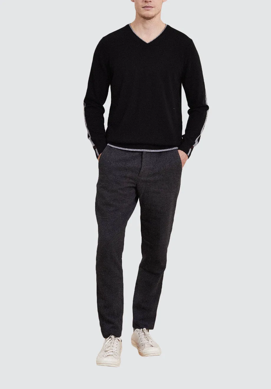 Men's V Neck Sweater | Black