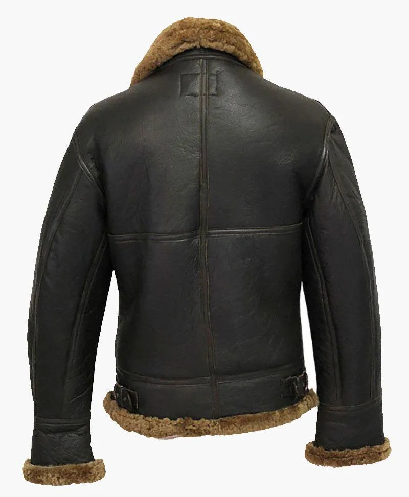 Men's Winter Aviator B3 Leather Jacket with Fur