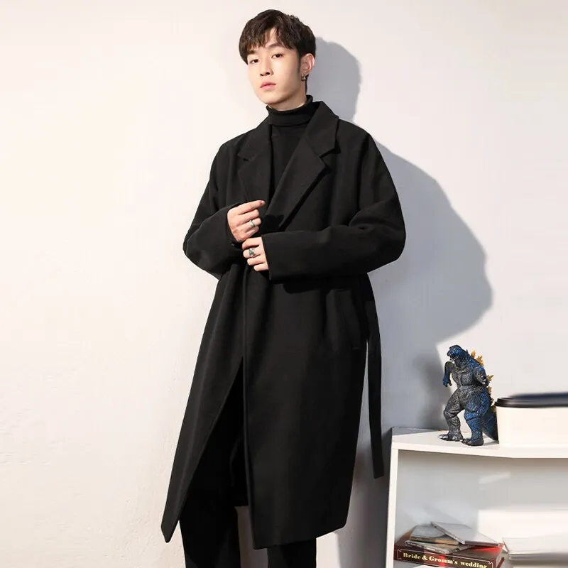 Men's Winter luxury Cardigans Trench Male Black Wool Overcoat Coat Black Long Padding Coat Men's Clothes Jac Windbreaker For Men