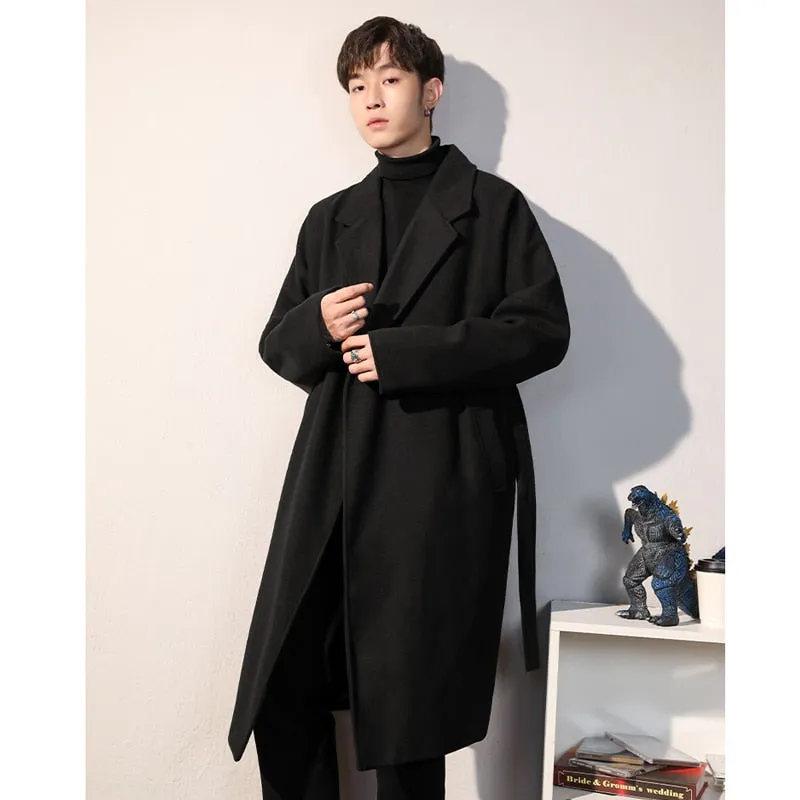 Men's Winter luxury Cardigans Trench Male Black Wool Overcoat Coat Black Long Padding Coat Men's Clothes Jac Windbreaker For Men