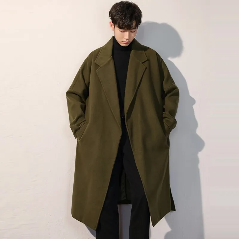 Men's Winter luxury Cardigans Trench Male Black Wool Overcoat Coat Black Long Padding Coat Men's Clothes Jac Windbreaker For Men