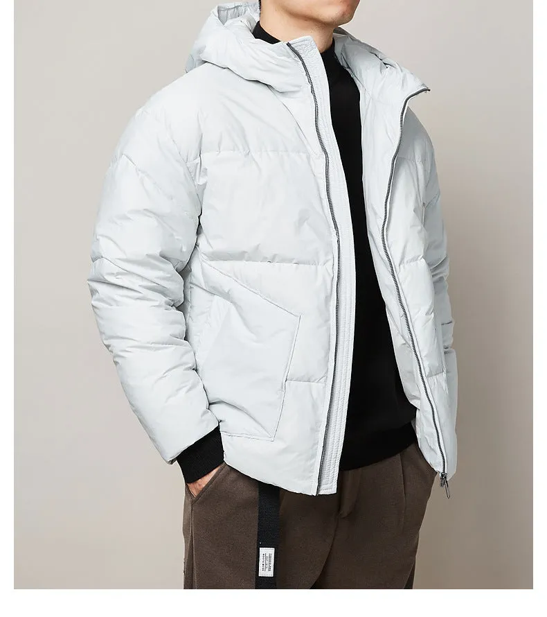 Men's Winter Warm Parka Jacket Windproof Short Light Hooded Down