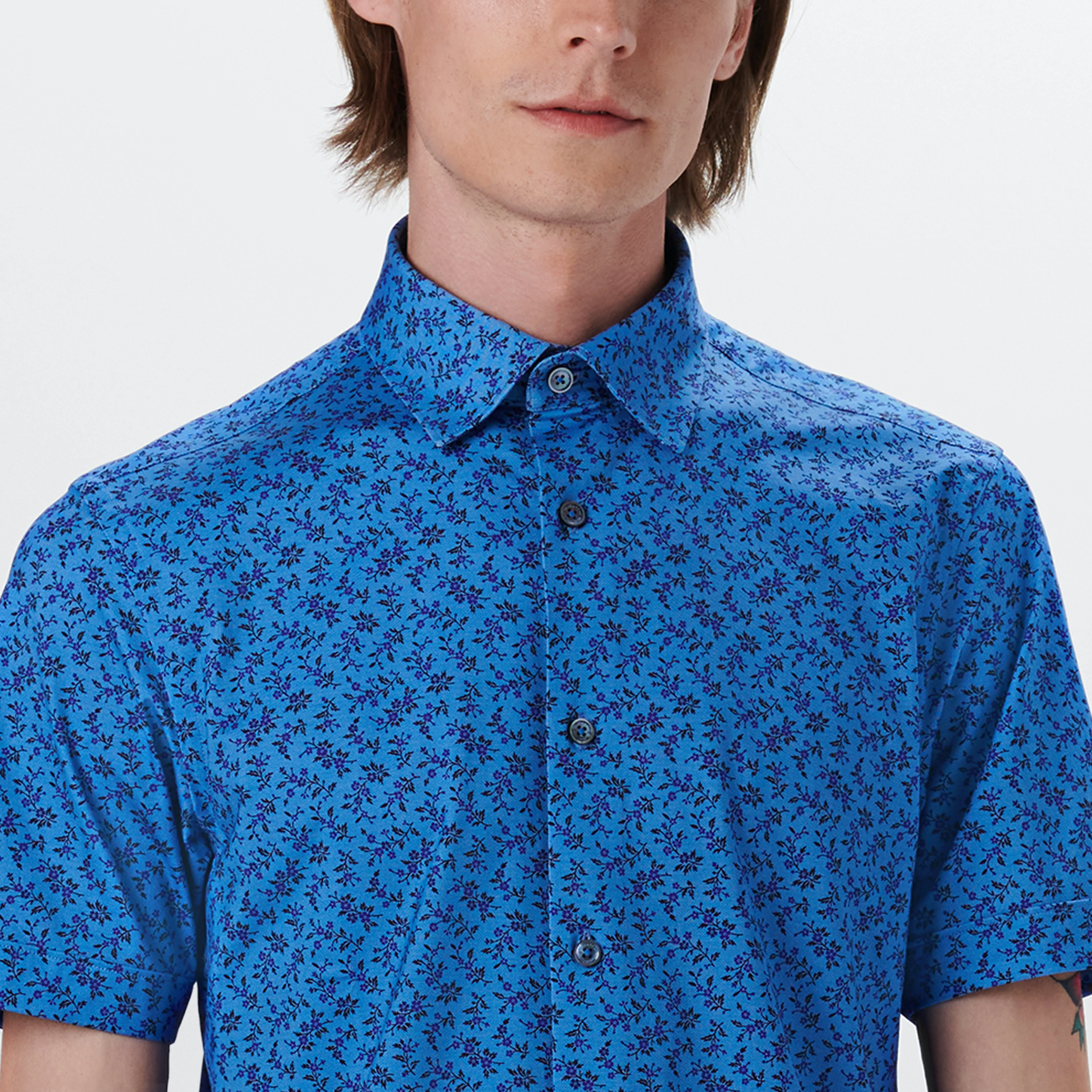 Miles Floral Print OoohCotton Short Sleeve Shirt