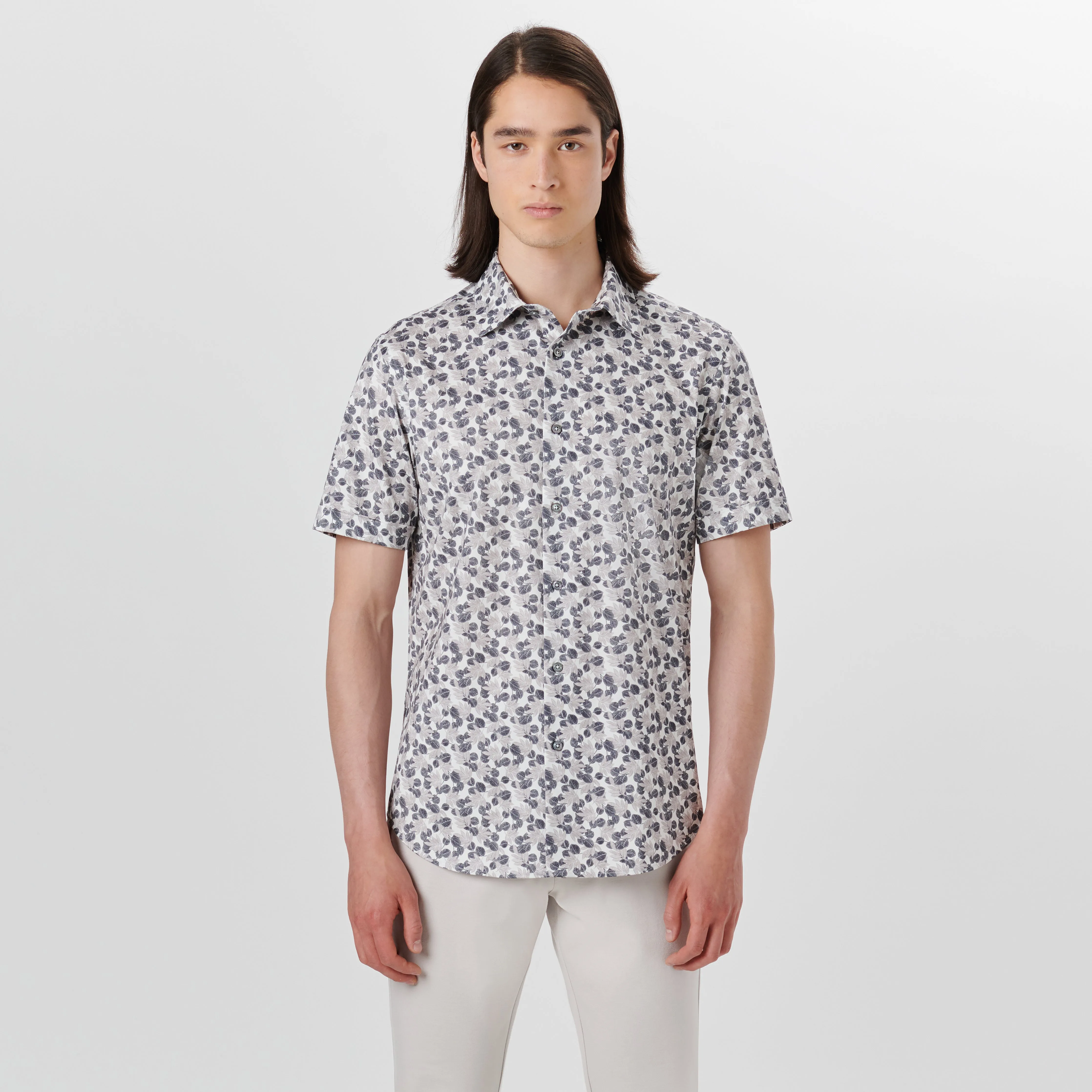 Miles Leaf Print OoohCotton Short Sleeve Shirt