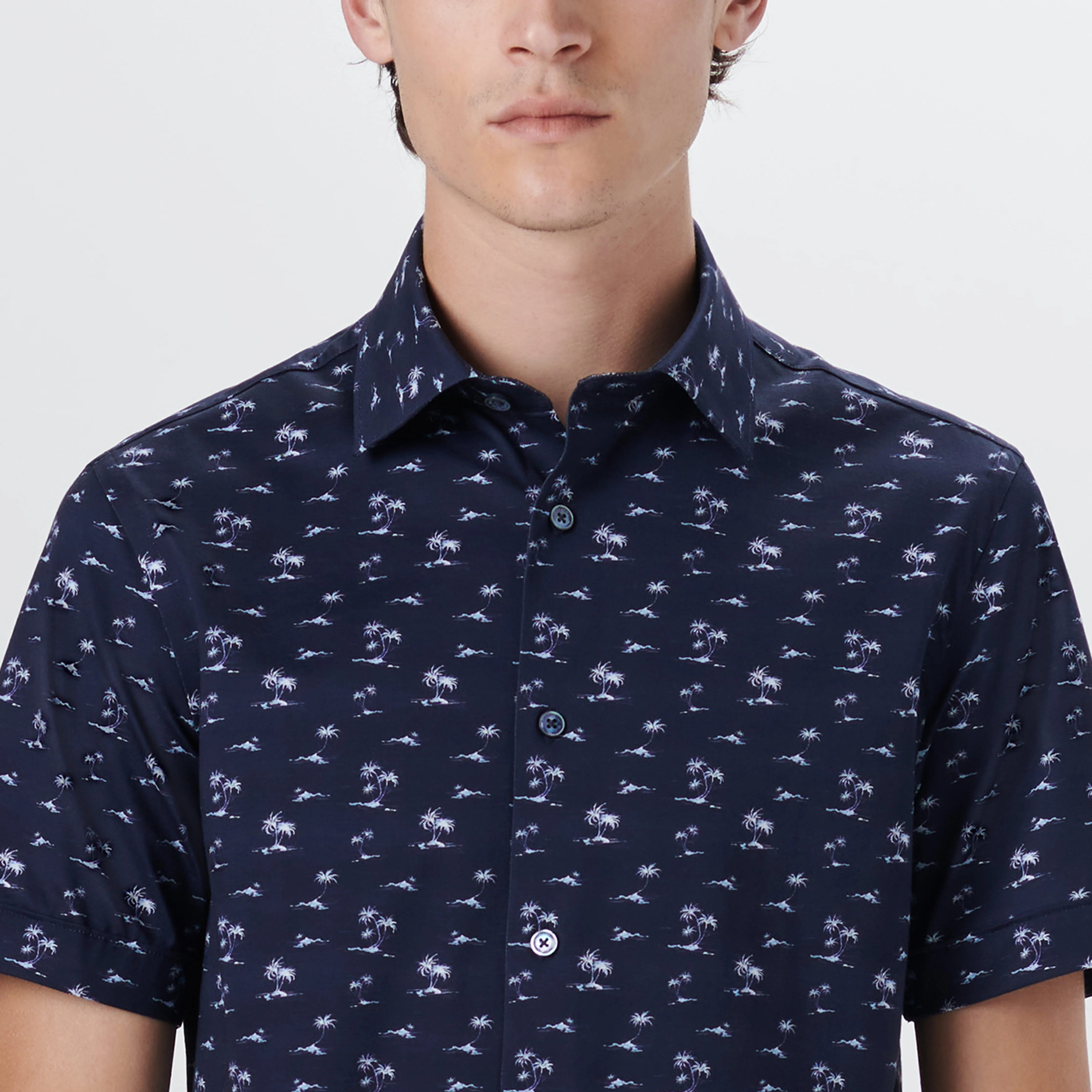 MILES Palm Tree Print OoohCotton Short Sleeve Shirt