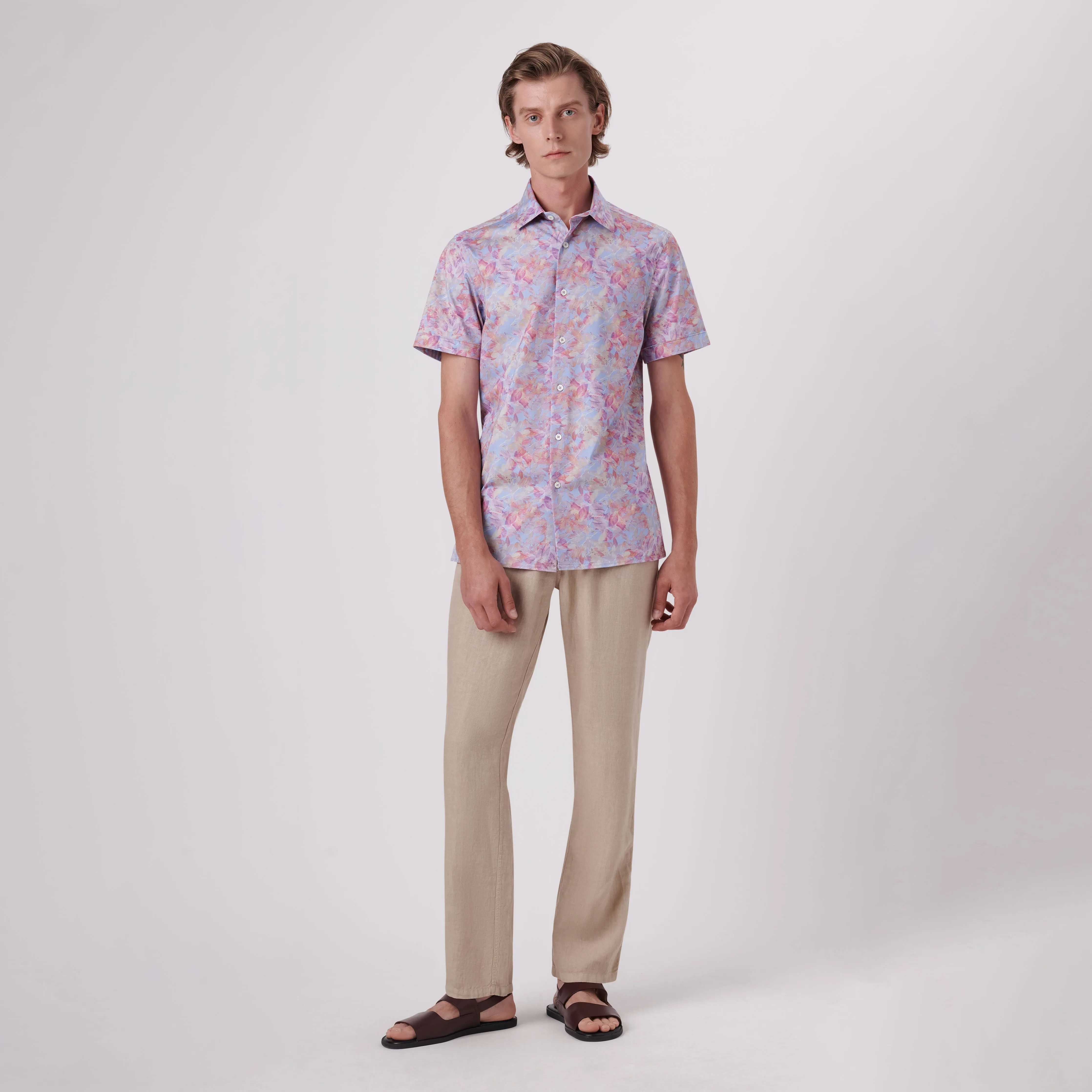 Milo Aquarelle Leaf Print OoohCotton Short Sleeve Shirt