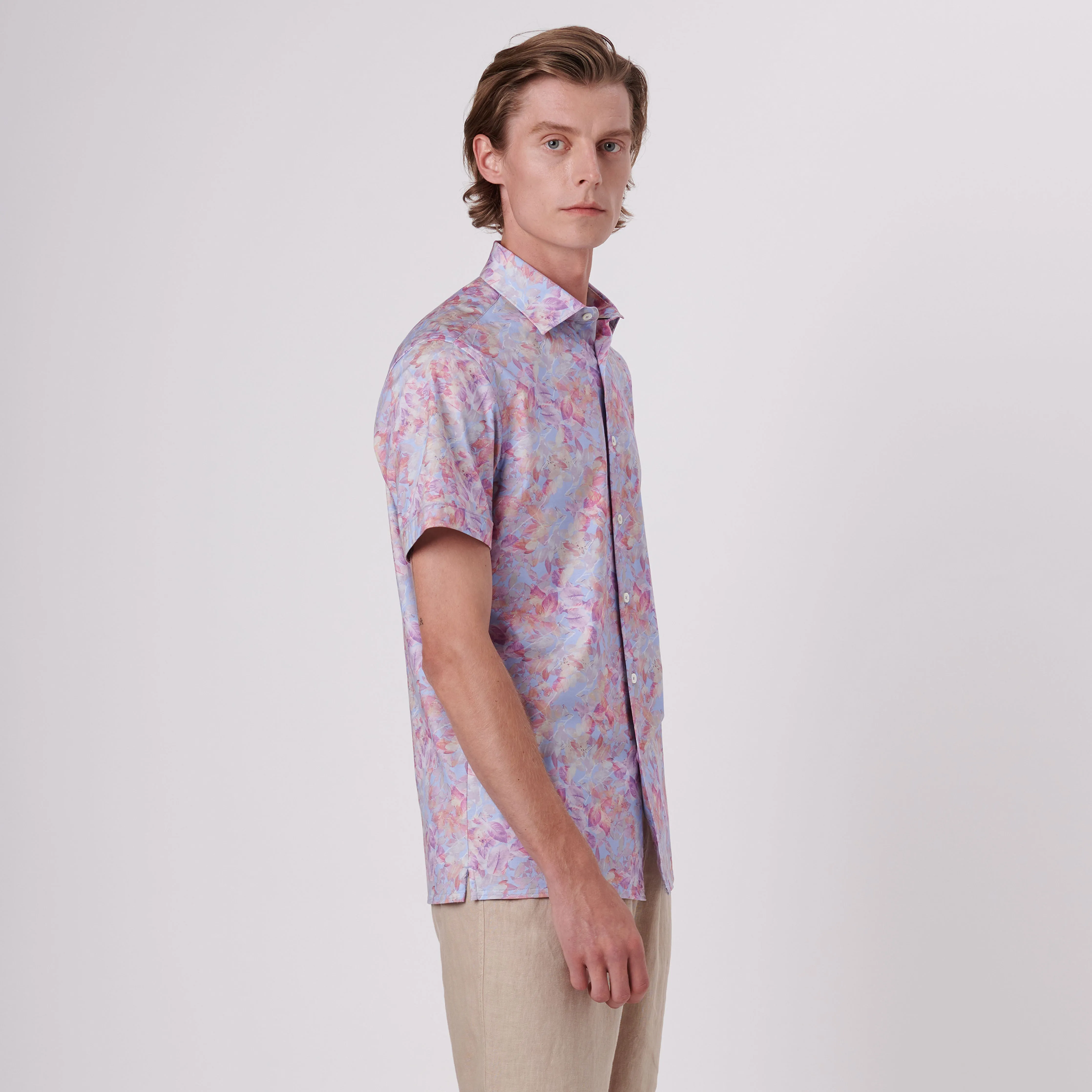 Milo Aquarelle Leaf Print OoohCotton Short Sleeve Shirt