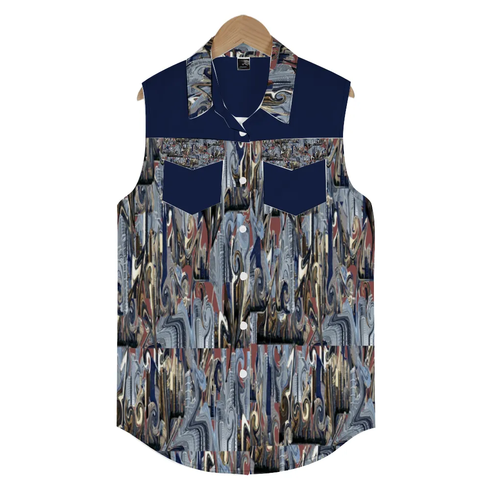 Mirage Sleeveless Women's Shirt with Double Pockets