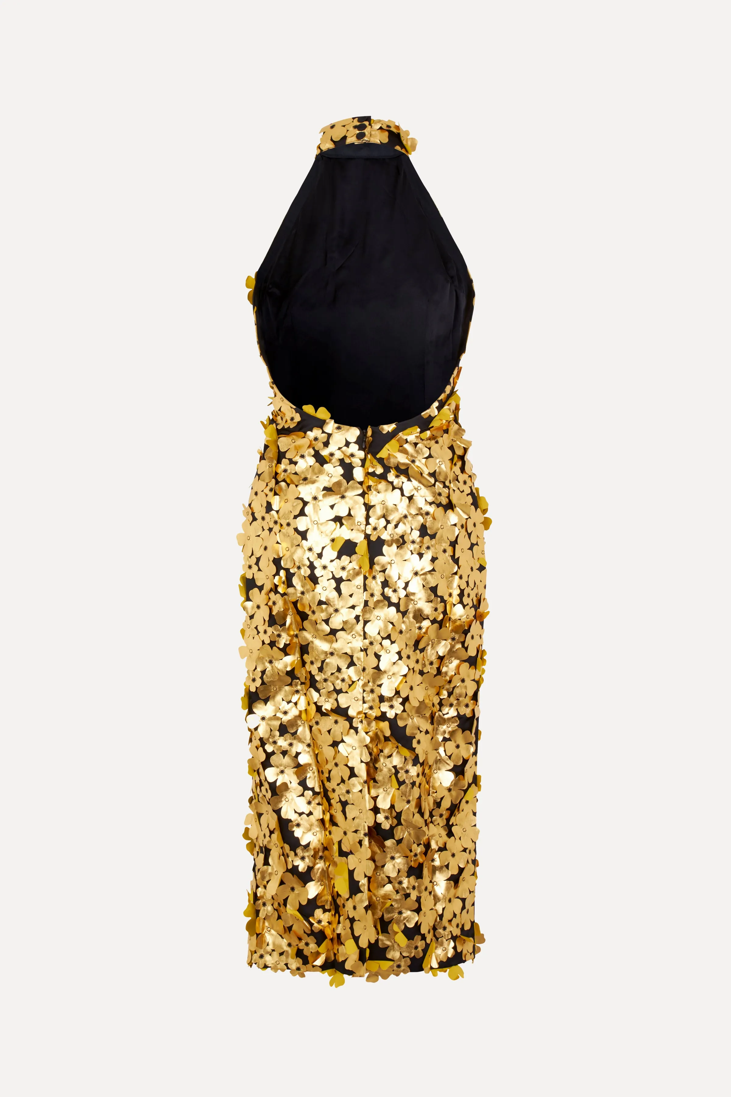 Mollie Dress - Golden Metallic 3D Flowers