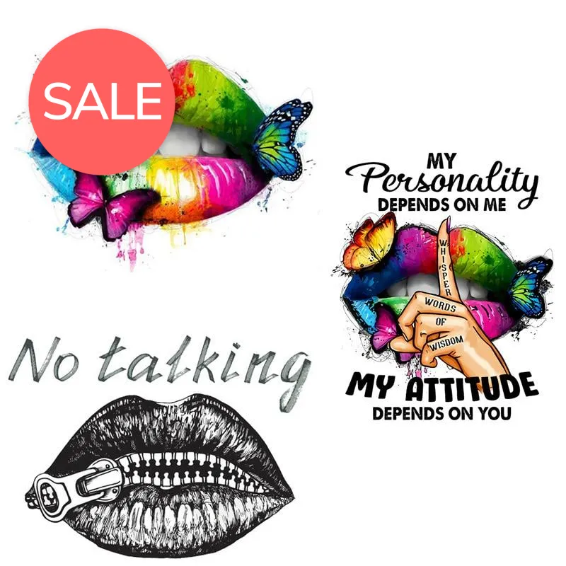 Multicolor Lips Patches For Clothes Heat Transfer Thermal Stickers DIY Washable T-Shirts Iron On Transfer Girls Lips Patch