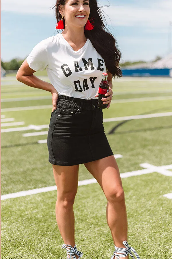 My Alma Mater Denim Skirt In Black